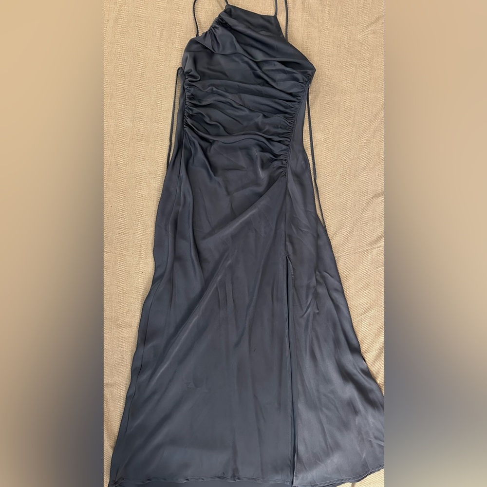 Prom style dress, ASTR Size M, pewter/blue